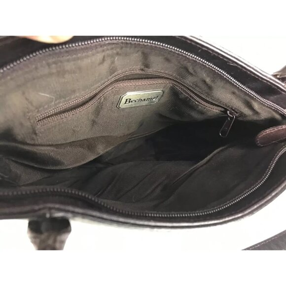 Bechamel Womens Black Leather‎ Double Handles Detachable Strap Pockets Tote Bag - Picture 7 of 8